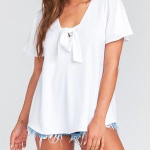 Show Me Your Mumu White Flutter Top